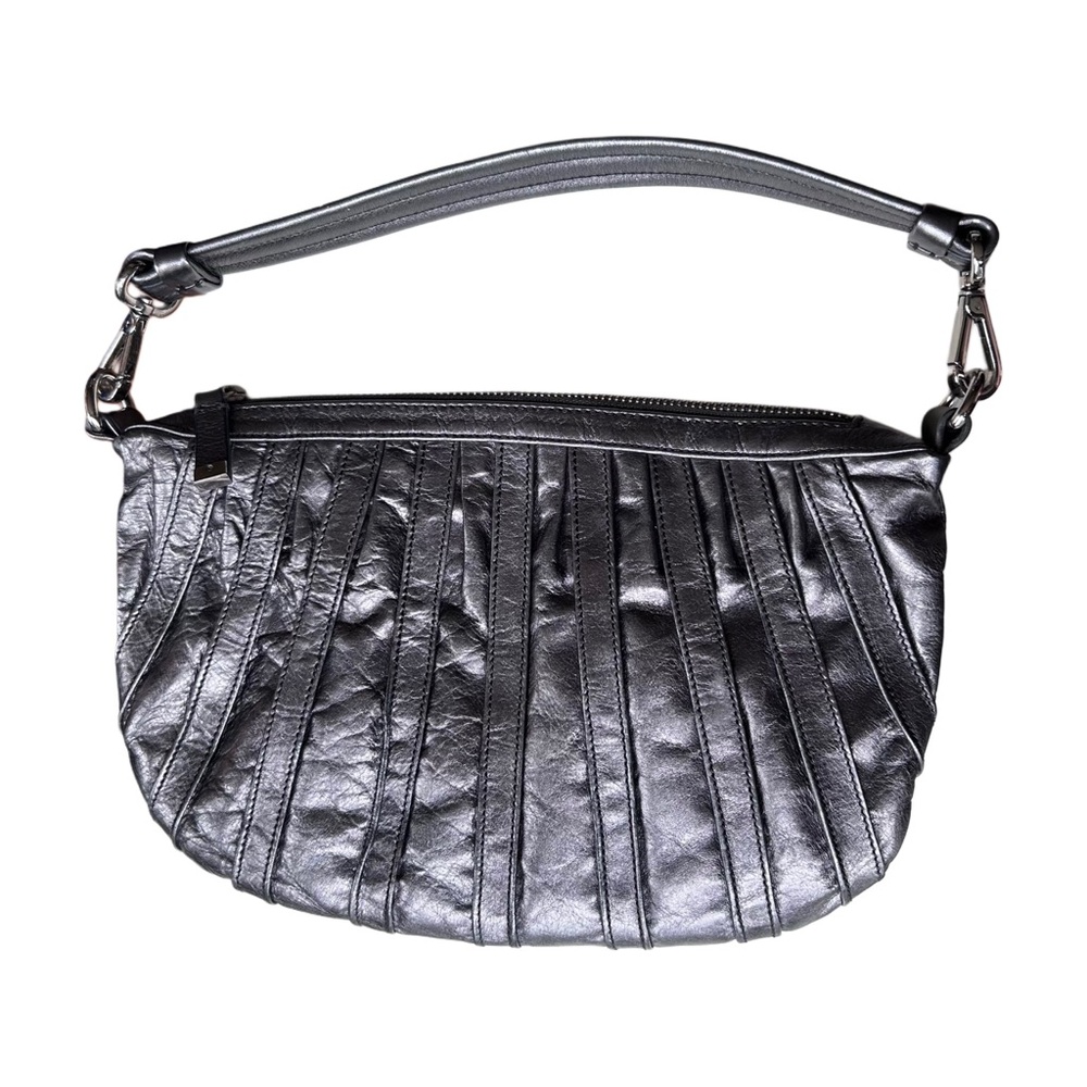 Calvin Klein Metallic Pleated Shoulder Bag in Silver